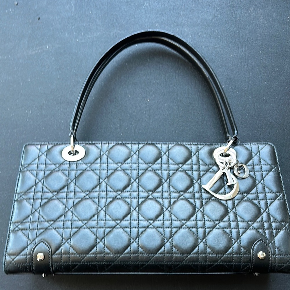 Dior Black Quilted Shoulder Bag with Silver Accents